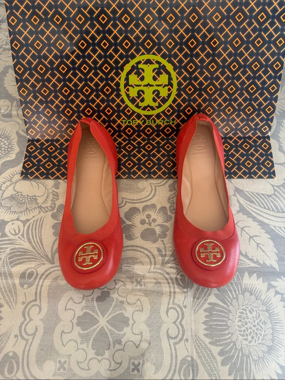 Tory Burch Sedgwick Orange Reva Flats